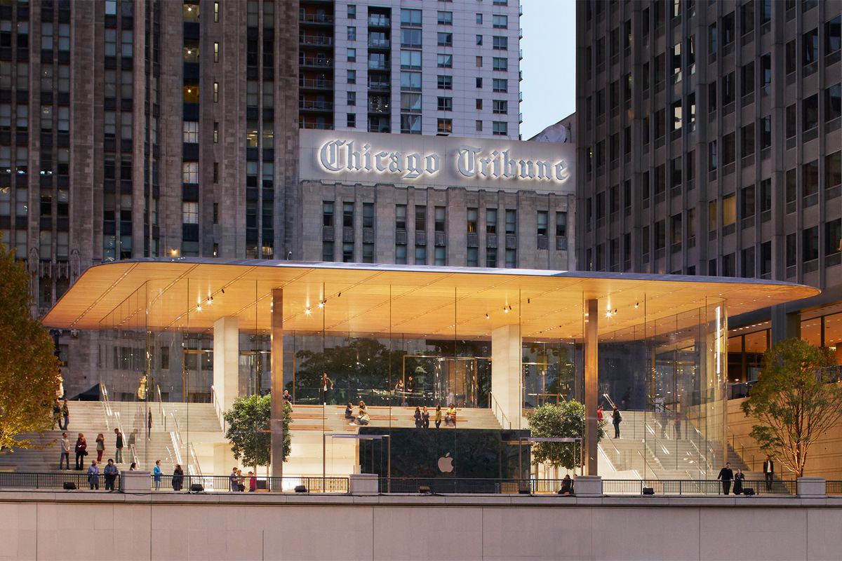 芝加哥苹果旗舰店 玻璃屋设计吸睛